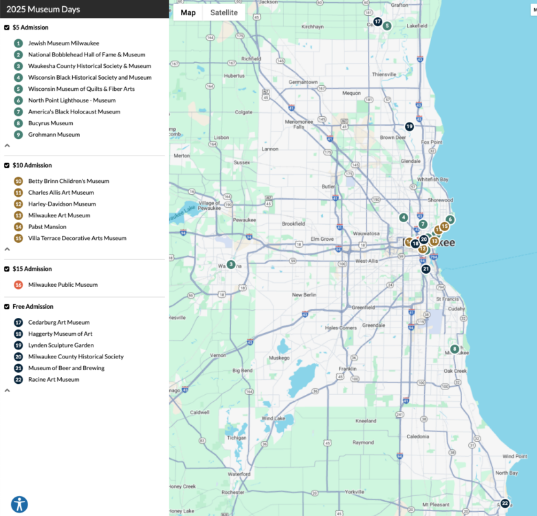 2025 museum days map and link
